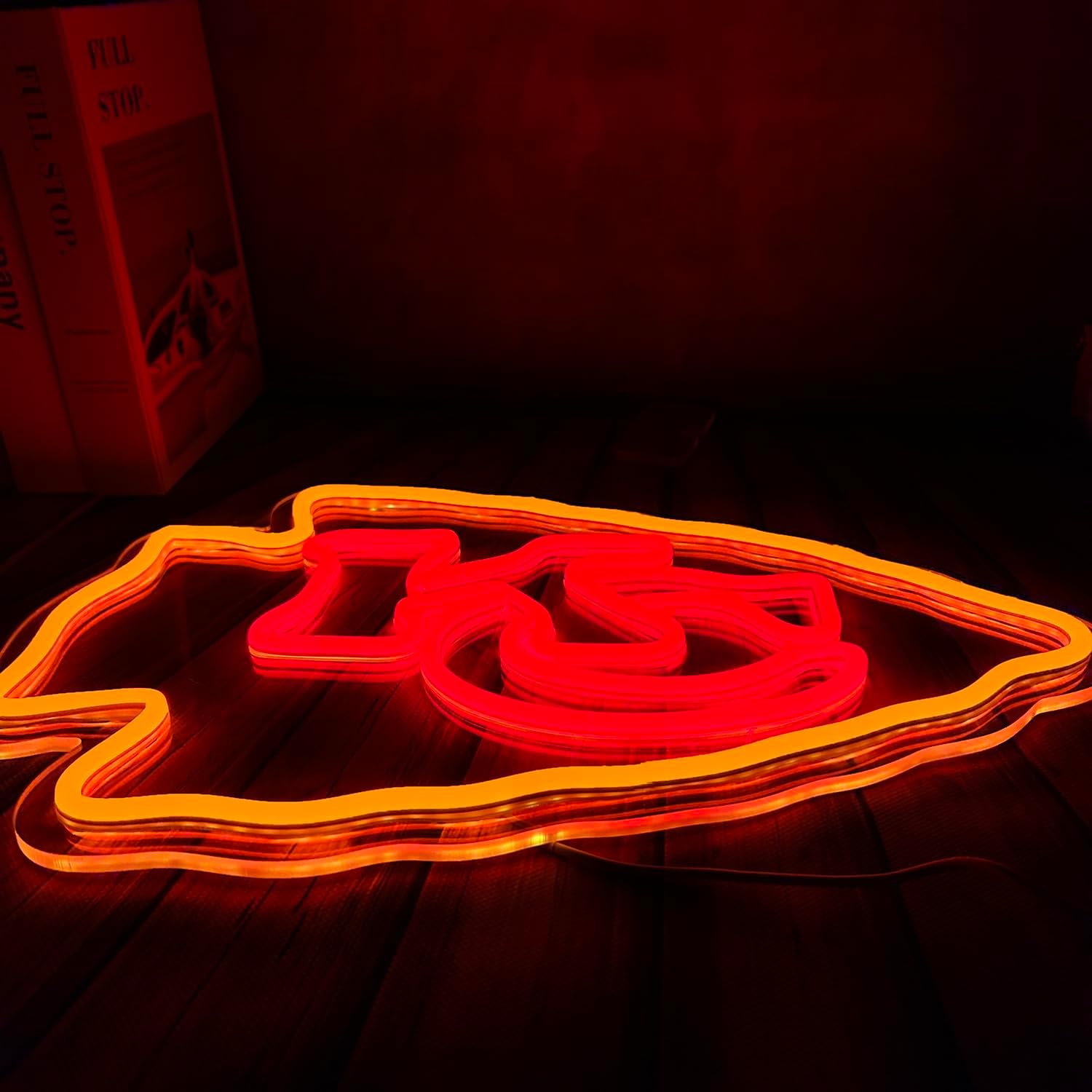 Football Rugby Sports Team Neon Sign Suitable for Chiefs KC Logo Neon Sign for Wall Decor USB Powered Dimmable Led Light Up Signs for Bedroom Men Cave Home Bar Decor Xmas Gifts for Kids - Image 4