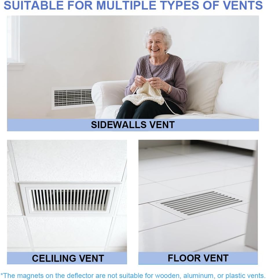 2PCS Transparent, Powerful Magnetic Vent Deflector, Vent Deflectors for Home Floor Adjustable from 9 Inches to 15 Inches in Size, Suitable for Ceiling Vents Floors and Side Walls - Image 4