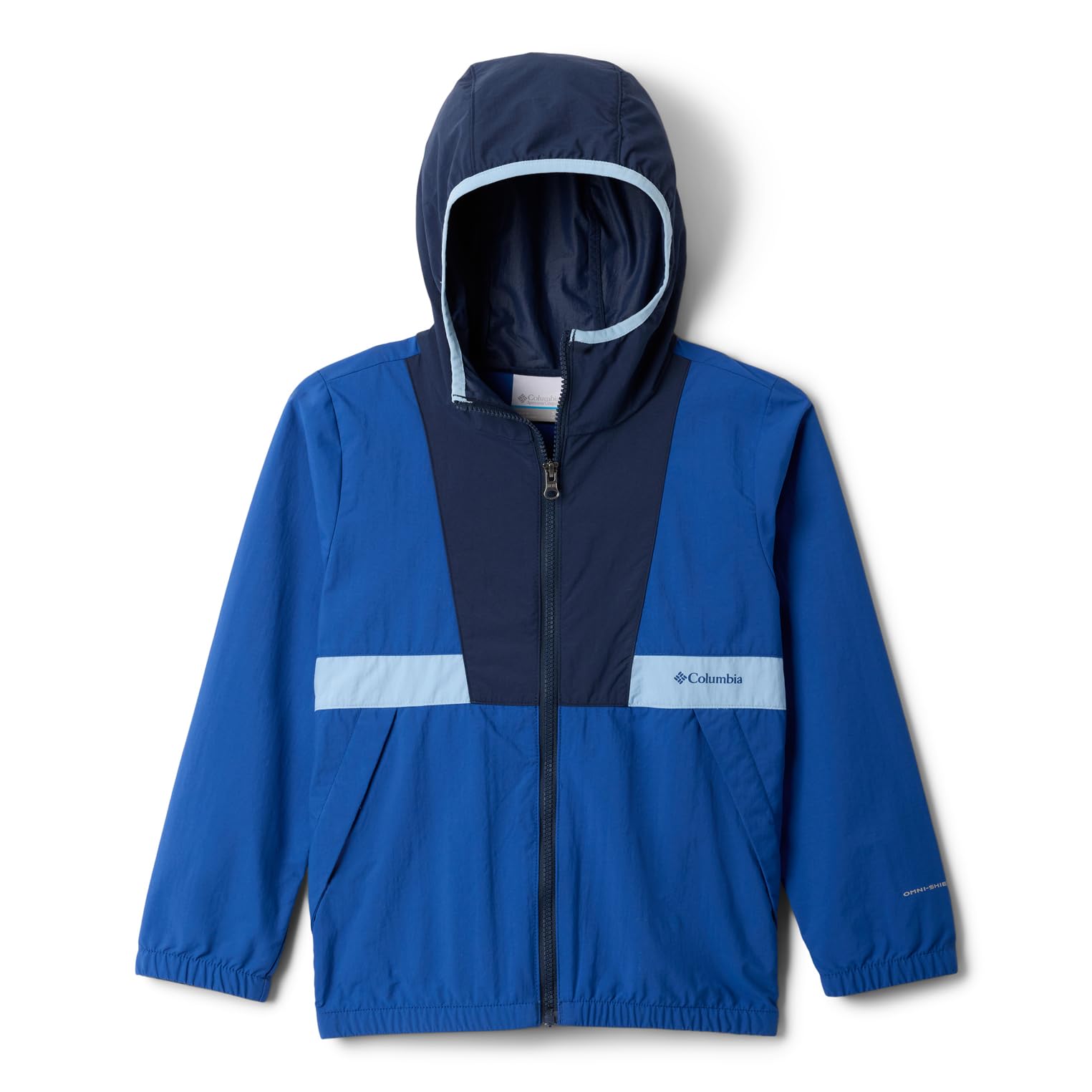 Columbia Youth Boys Spire Valley Windbreaker, Lightweight Windbreaker Jacket, Mountain Blue/Coll Navy/Ripple Blue, XXS