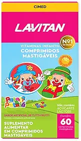 Vitamina Infantil Mastigável Tutti Frutti, rosa, Lavitan, 60 cápsulas