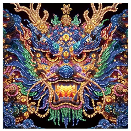 Image of Tontut Diamond Painting Kit for Adult Beginners, Chinese Dragon 5D Special Diamond DIY Crystal Rhinestone Crafts for Home Wall Decoration
