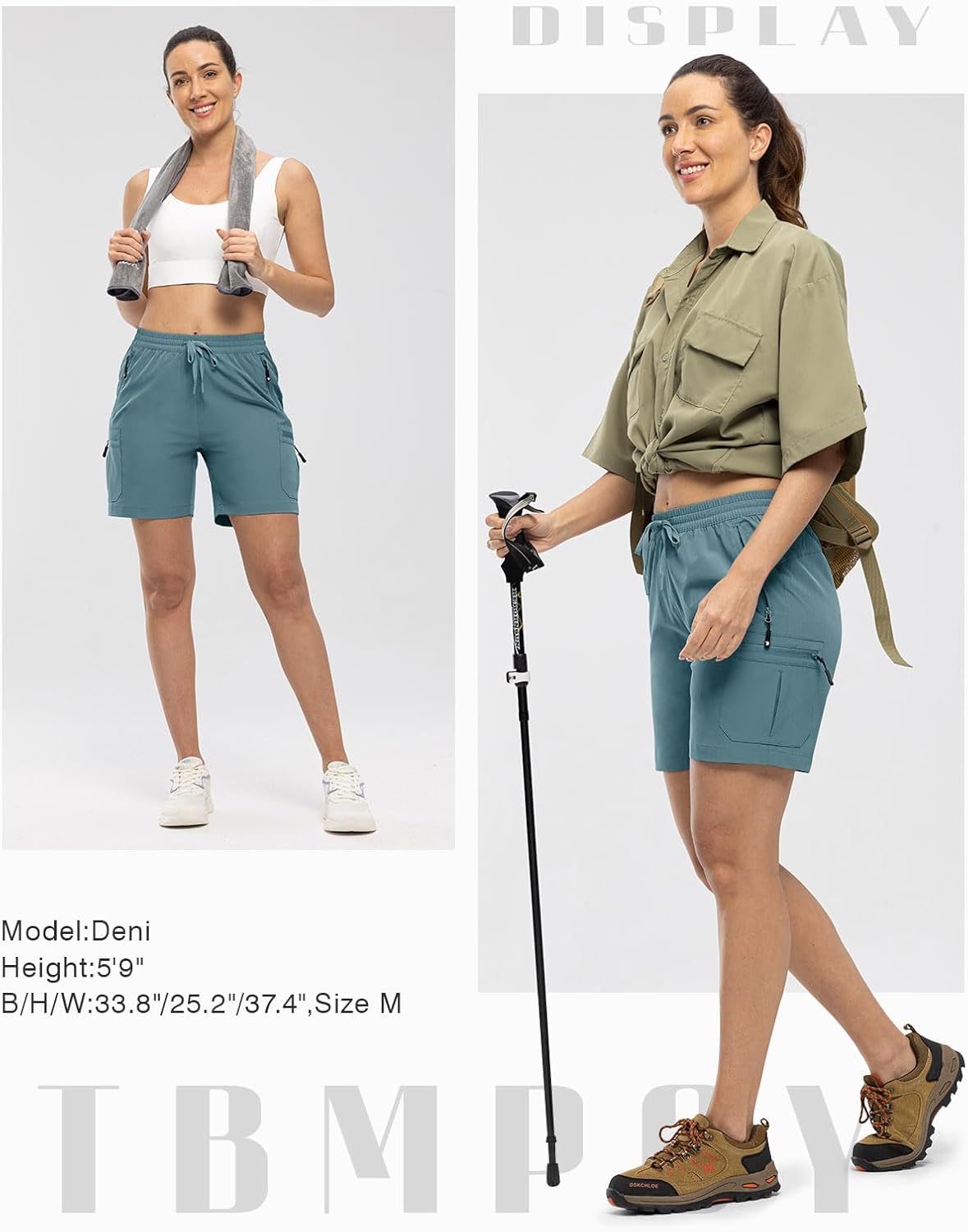 TBMPOY Women's Hiking Cargo Shorts Lightweight Quick Dry Athletic Summer Shorts Golf Travel Camping with Zipper Pockets - Image 6