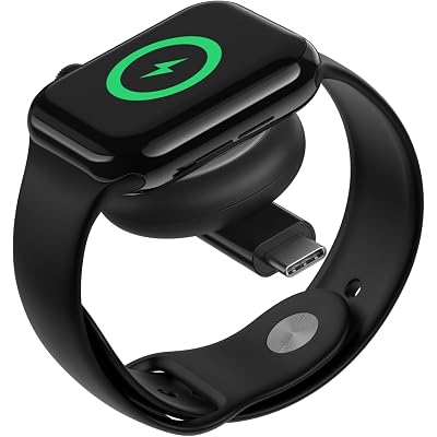 Belkin Portable USB-C Apple Watch Charger - MFi-Certified USB-C Charger for Apple Watch Series 9, 8, 7, Ultra - Compatible with MacBook, iPhone 16 & More - Black