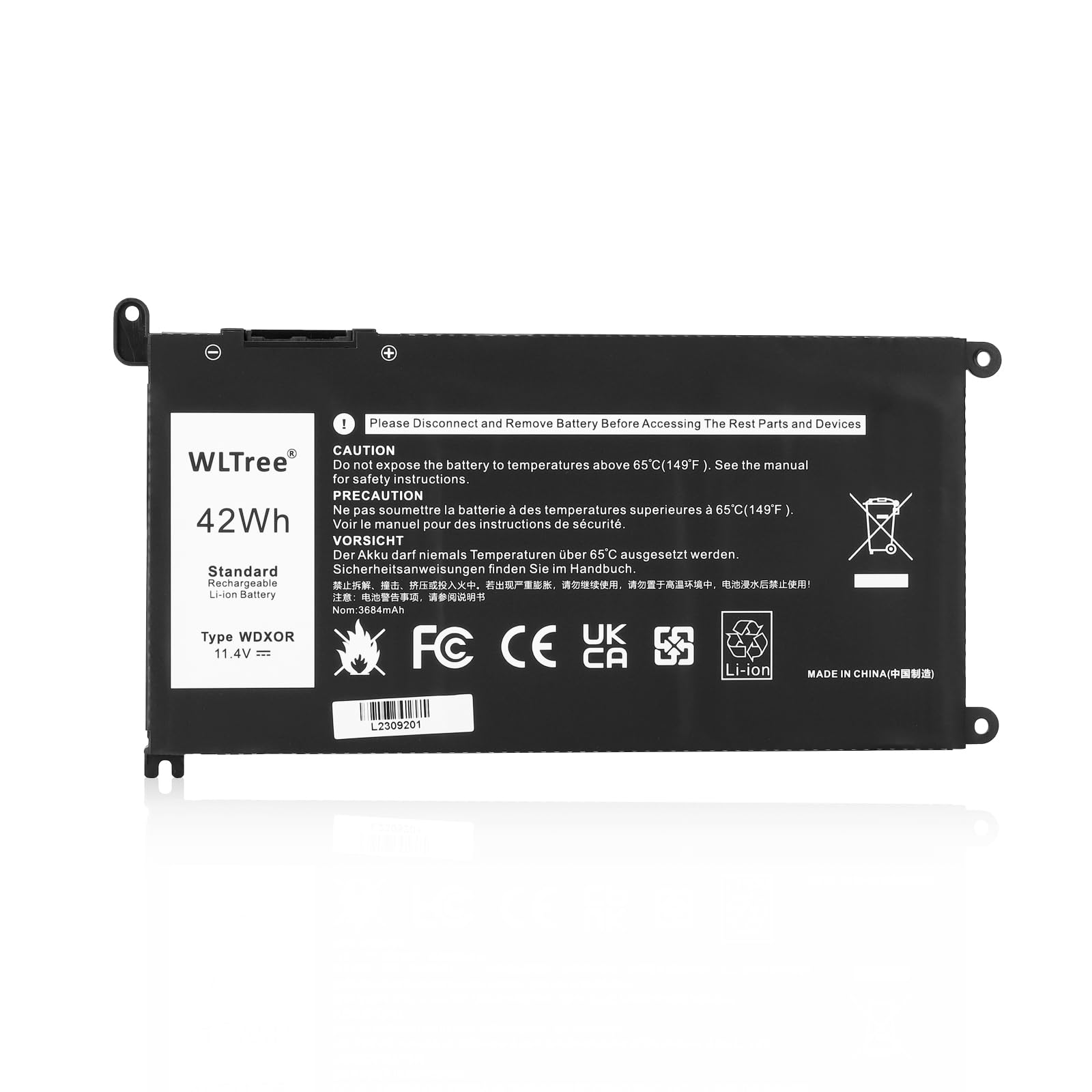 Batteria WDX0R per Portatile Dell Inspiron 13 5368 5378 5379 7368 7378 14 7460 15 5565 5567 5568 5578 7560 7570 7579 7569 17 5765 5767 5770 Latitude 3180 3189 3190 3480 3580 3379 3390 Battery
