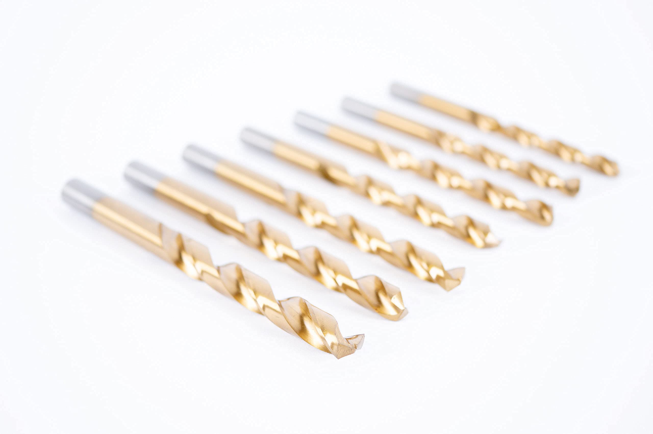 GSR Zestaw wierteł spiralnych 19-częściowy, zestaw wierteł stalowych zgodnych z normą DIN 338, HSS-G TiN zestaw wierteł do metalu 1-10 mm, szlifowane, tytan, nitrowane, akcesoria do wiertarek, w zestawie metalowe pudełko