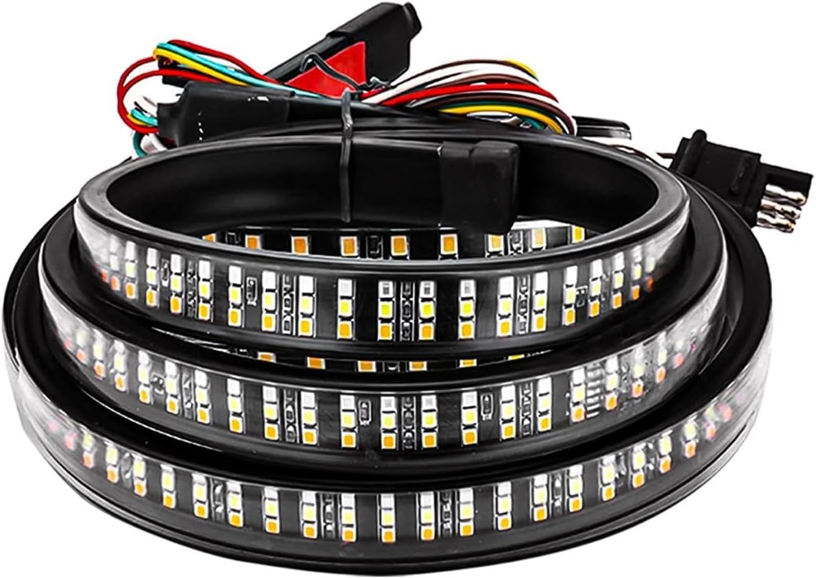 59" Truck Tailgate Light Bar, Triple Row LED Tail Light Strip with Brake Reverse Turning Signals Lights, Waterproof Flexible Rear Lights Strips for Trucks Trailers RVs