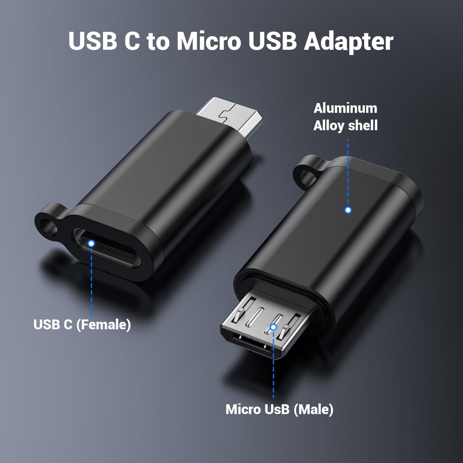 Fidioto Adapter USB C na Micro USB, typ C żeński na micro USB męski konwertujący złącze obsługuje ładowanie i dane kompatybilne z urządzeniami Samsung Galaxy S6 S7 S7 Edge, Kindle Ps4 i urządzeniami