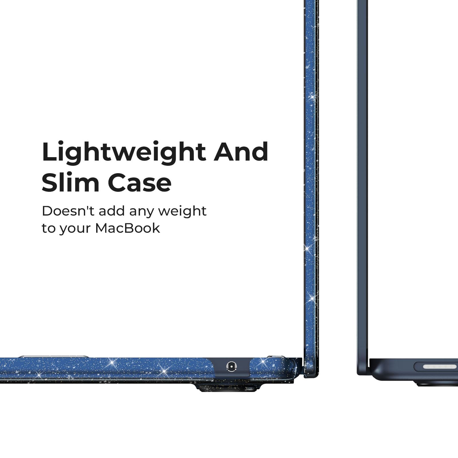 EooCoo Custodia Compatibile con MacBook Air 13.6 Pollici M2 A2681 M3 A3113 M4 A3240 con Touch ID, 2022 2024 2025 Rilasciato, Plastica Mac 13 Cover Rigide - Scintillante Cristallo Mezzanotte