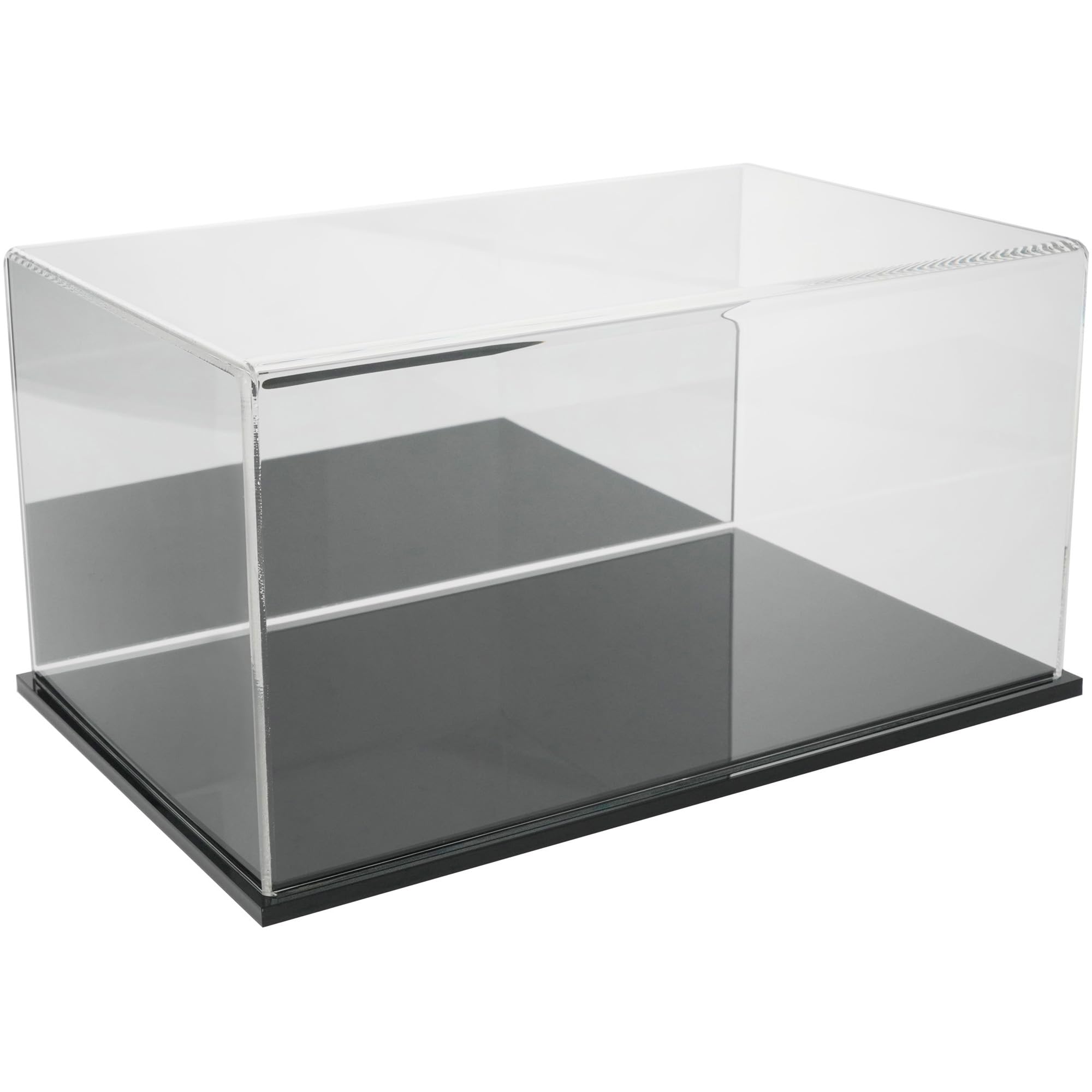 Plymor Clear Acrylic Display Case with Black Base (Mirror Back), 16