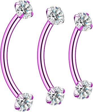 XUU Titanium Eyebrow Piercing Jewelry 16G 3PCS Set 8/10/12mm