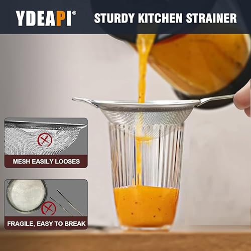 Miniatura 4 de Colador pequeño de malla fina de 2.7 pulgadas, mini tamiz de metal con mango resistente, colador de acero inoxidable para té, jugo, café, polvo