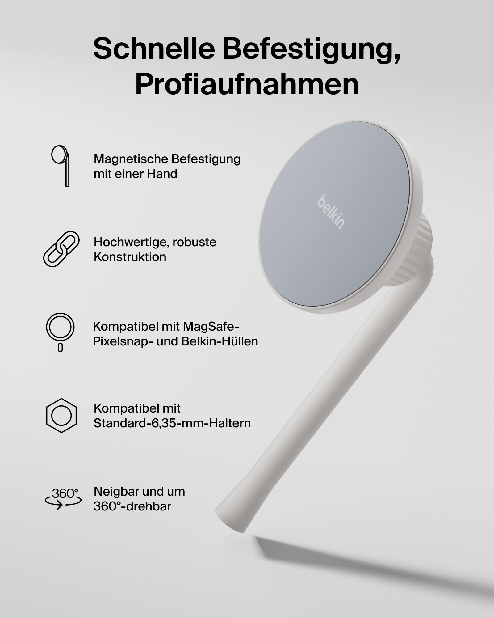 Belkin Stage Creator Kit, Vlogging-Kit, Stativ für Smartphone, magnetische Handyhalterung, Zwei kabellose Mikrofone, Set für Vlogger, für iPhone, Android, TikTok, YouTube, Streaming, Instagram