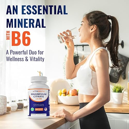 Miniatura 4 de Vitamatic 2 Pack- Magnesium Citrate 500mg per Serving - 180 Vegetarian Capsules (Provides 150 mg of Elemental Magnesium) - Added B6 for Maximum