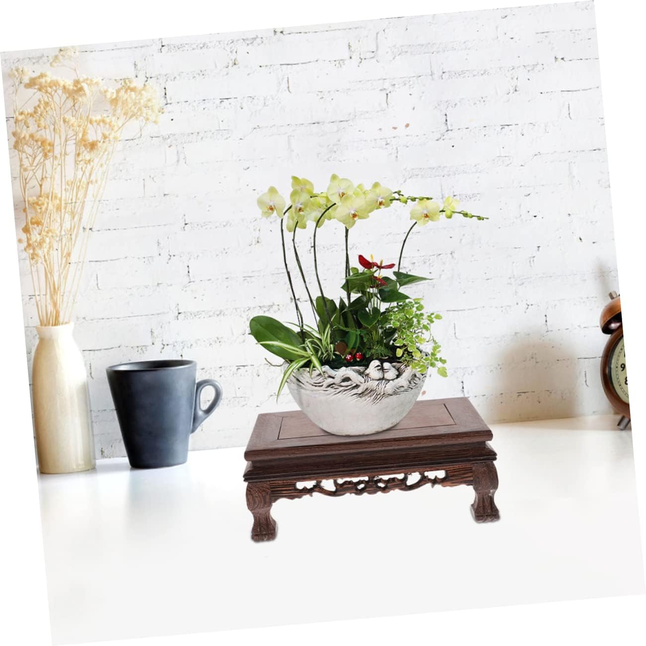 Multi-use Wooden Pedestal Stand for Plants Statues Crafts Sturdy Smooth Edges Rustic Style for Home Decor and Gardening Medium Long Base