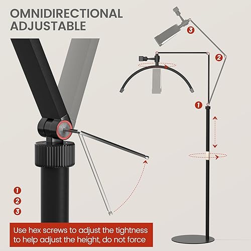 Miniatura 3 de Iluminación de pestañas de media luna lámpara LED de pie plegable para pestañas - Luz de pestañas de belleza para tecnología de pestañas, luces de