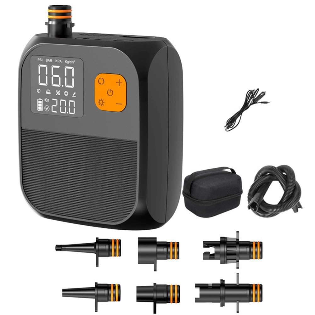 Pompa ad aria elettrica, 6000 mAh, senza fili, con touch screen, 25 PSI ad alto flusso per kayak, SUP, tende, luce LED