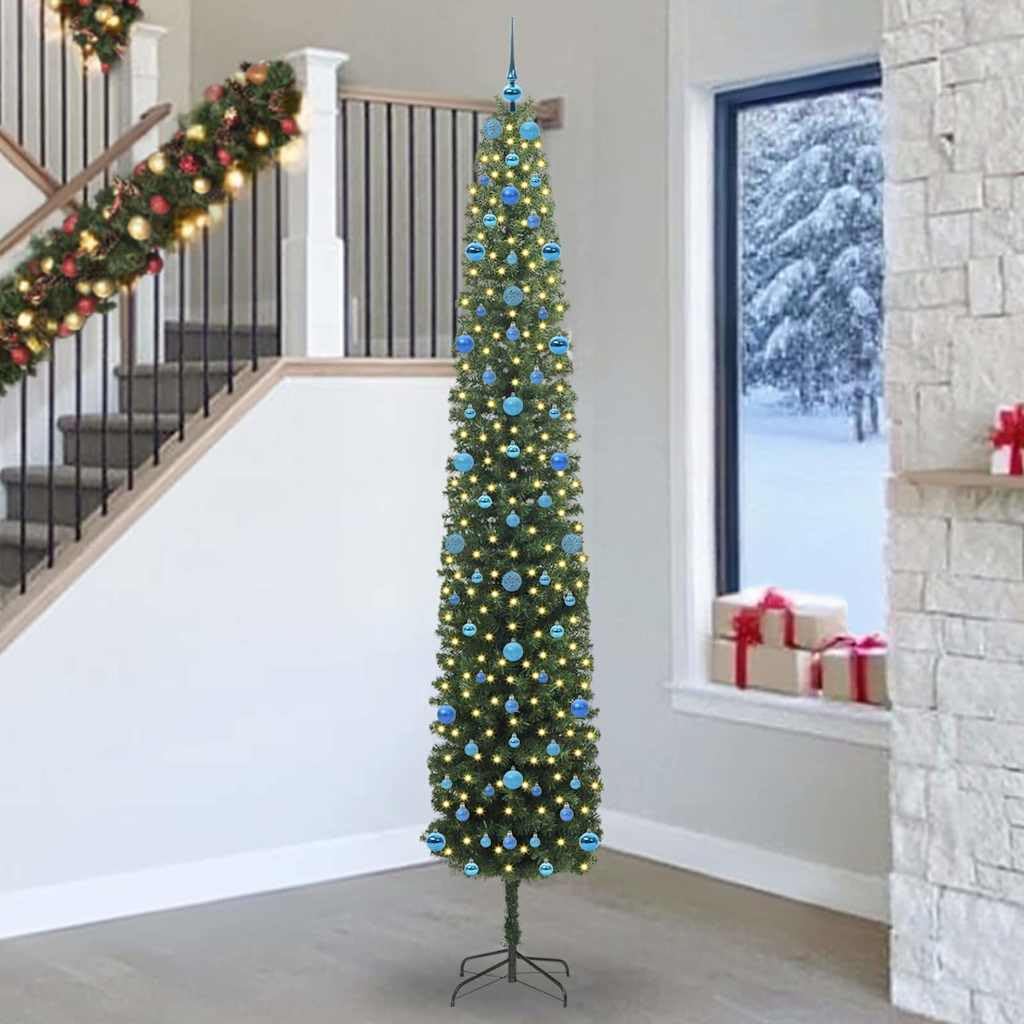 Albero di Natale artificiale con 300 LED e supporto, verde, 270 cm,A129