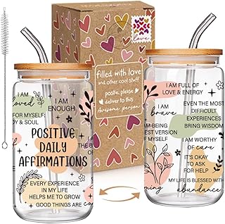 Positive Daily Affirmations Gifts for Women, Mental Health, Funny Sobriety, Self Love, Inspirational Encouragement Cup, Self Care Motivational Gifts for Mom Friend Sister Coworker