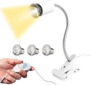 Reptile Heat Lamp, Reptile Light with 360° Rotatable Hose, Adjustable Heating Lamp Fixture with 3 UVA UVB Bulbs Suitable for Bearded Dragon Turtle Lizard Snake,Most Reptiles Plants