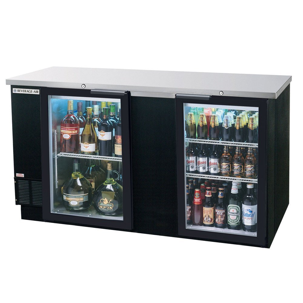 Beverage-Air 68" Back Bar Refrigerator - Black - Glass Door - Food Rated by Beverage Air – Model BB68HC-1-FG-B