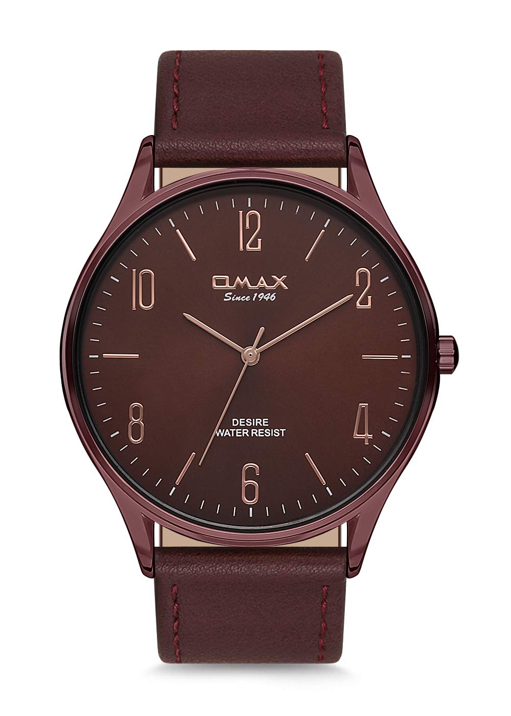 OMAX Brown Dial Slim Case Mens Watch with Brown Genuine Leather Strap - DX25F55A (B07MJ1QFZX) Amazon Price History, Amazon Price Tracker