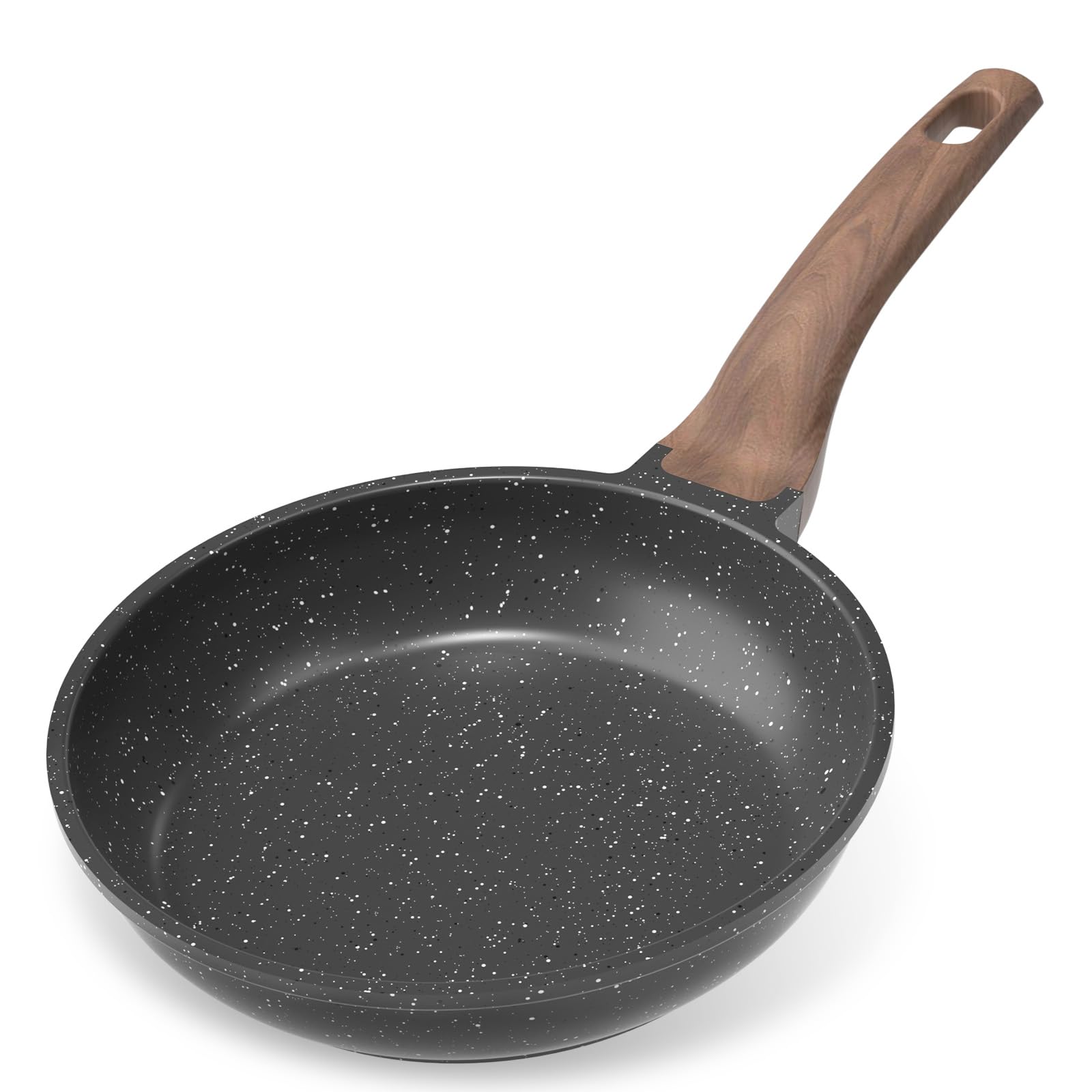 YASHE 20cm Nonstick Frying Pan, Granite Coating Skillet for Eggs, Pancakes and Bacon, Induction Compatible, Easy to Clean, PFOA-Free with Stay-Cool Handle,Black