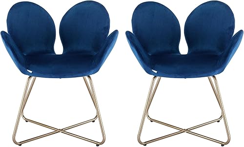 MOONMISS Comfy Accent - Juego de 2 sillones modernos de ocio con respaldo de pétalos, sillas tapizadas con patas de metal, para sala de estar,