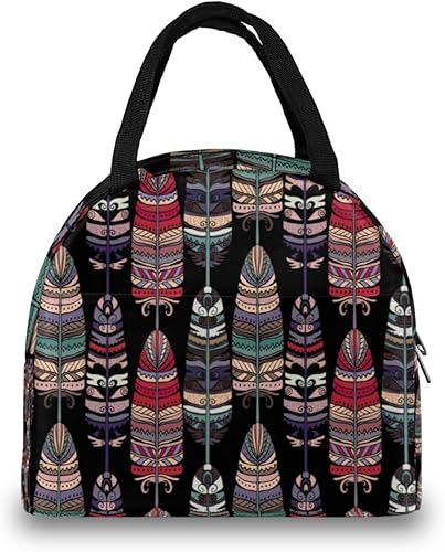 Miniatura 3 de Bohoethnic Feathers Lunch Bag Insulated Lunch Box for Men Women Lunch Tote Bag Leakproof Meal Prep Bag Cute Lunchbag Lunchbox Bohemian Lunch Bags