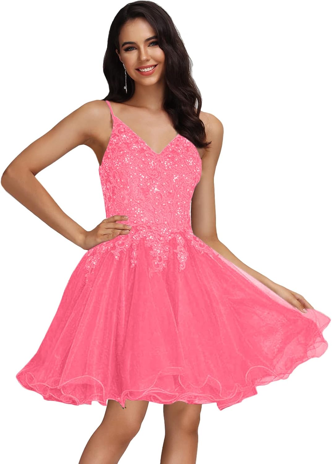 MllesReve Tulle Homecoming Dresses Teens Lace Beaded Party Dress Juniors Short Prom Dresses