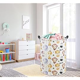 HIYAGON Woodland Baby Laundry Basket Animal Baby Hamper for Nursery Girl Kids Pink Hamper Cute Kids Toys Storage Bin Organizer Animal Room Decor for Home(Cute Animal)