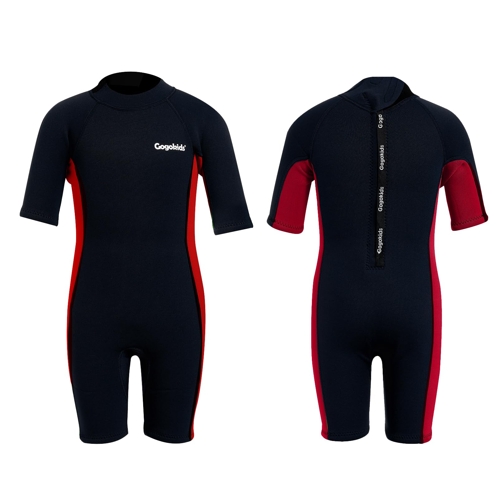 Gogokids Kids Shorty Wetsuit 2.5mm Neoprene Short Sleeve Swimsuit for Boys Girls - Children's Spring Suit for Swimming Surfing Beach Pool - Ages 2-10 Years