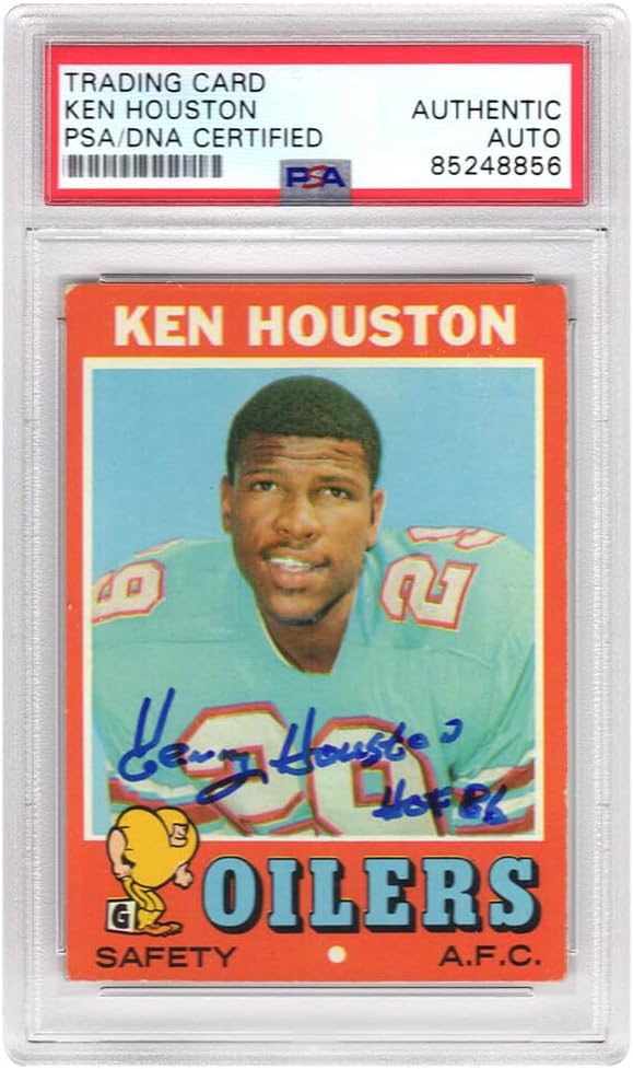 Ken Houston Signed Oilers 1971 Topps Football Rookie Trading Card #113 - (PSA Encapsulated)
