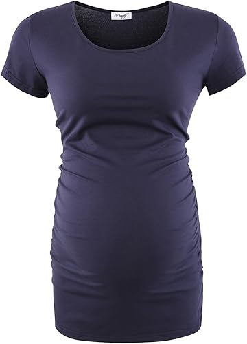 Miniatura 8 de Camiseta de maternidad con fruncido en el lado superior camisa de embarazo talla grande