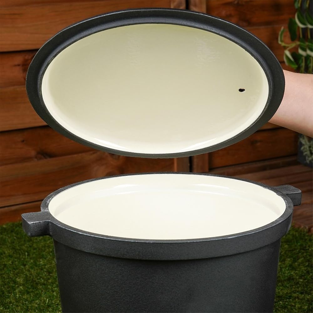 CAST LINE emaliowany żeliwny kocioł 4 l, na nogach, z pokrywką, kociołek na ognisko, kociołek typu Dutch Oven do ogrodu, na kemping i do grillowania