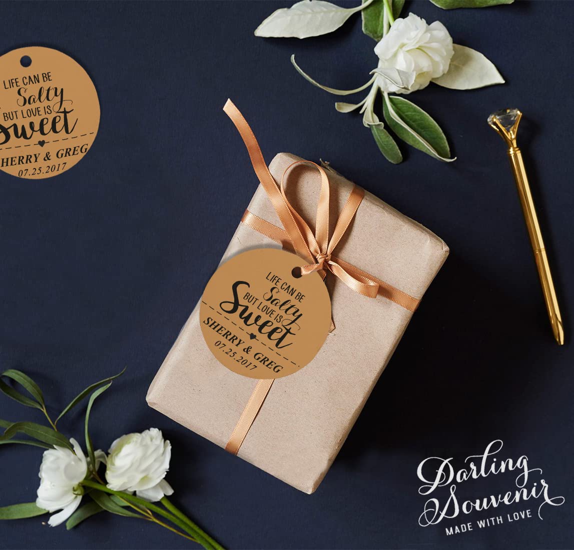 100 pz Life can be Salty but Love is Sweet personalizzato cartellini personalizzato wedding favor Gift TAGS Kraft