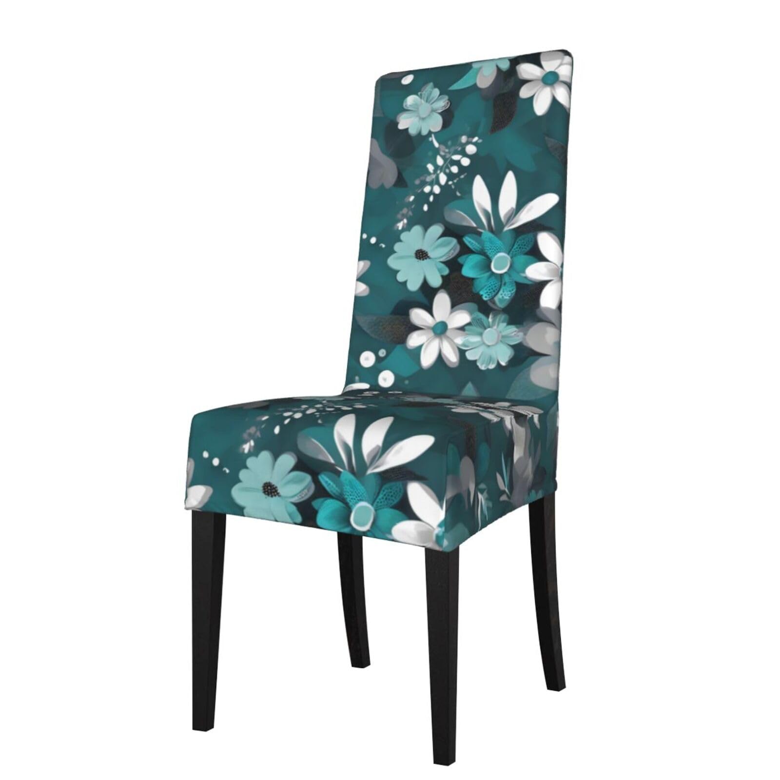 Housse de chaise amovible WHJDPP imprimé bleu sarcelle et blanc