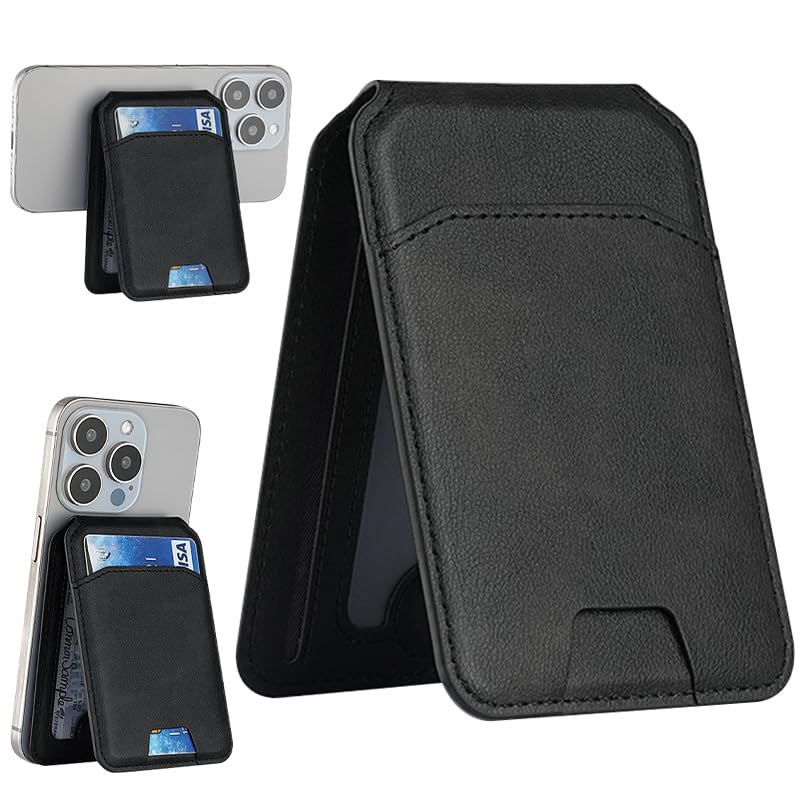 Carteira Mag-Safe com suporte ajustável, suporte magnético para iPhone 16/15/14/13/12, carteira de telefone de couro com bloqueio de RFID com ímãs fortes – não compatível com iPhone 13/12 Mini