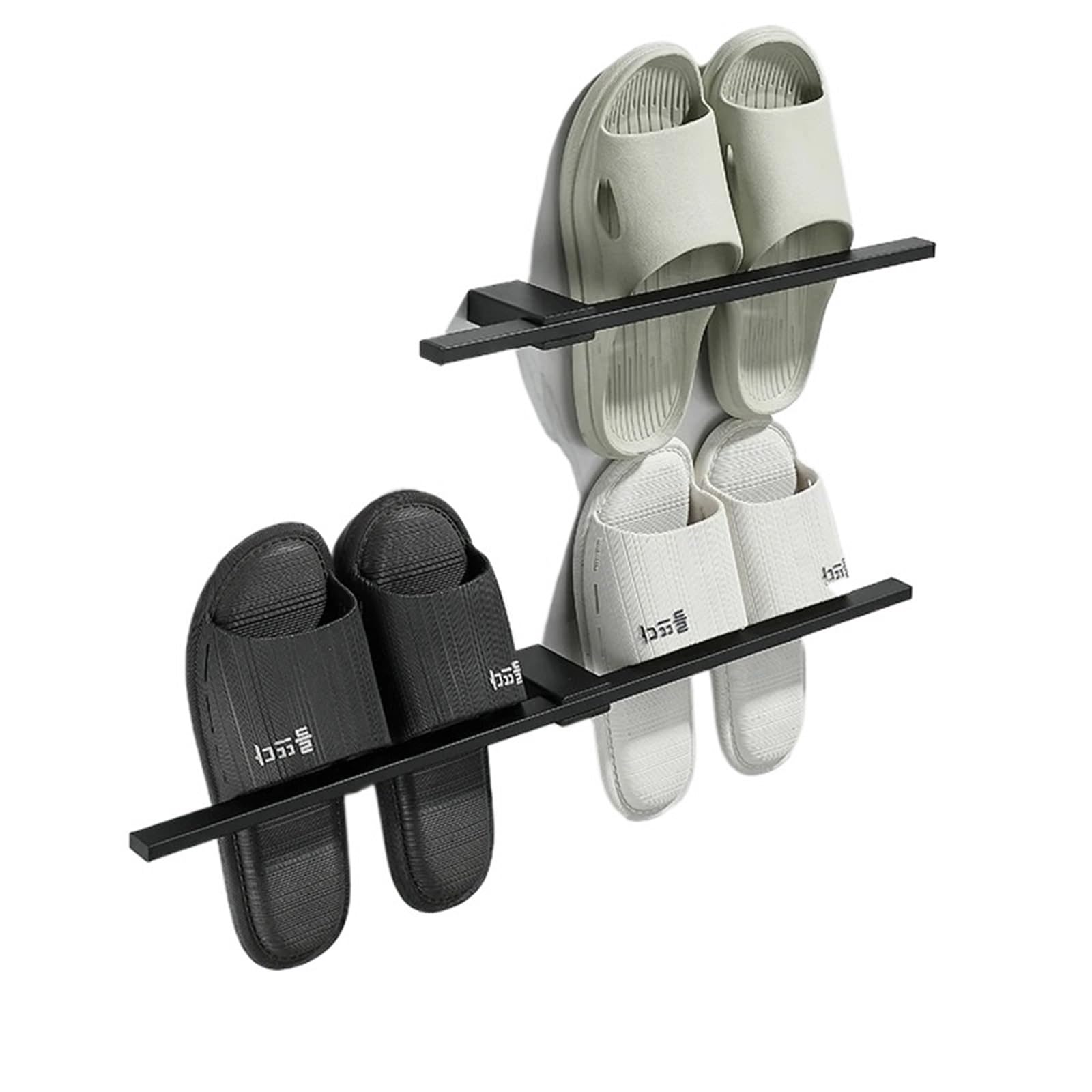 Black Toilet Hanging Non Perforated Towel Rack, Simple And Creative, Extendable Pole, Stainless Steel for Bathroom(50cm Black)