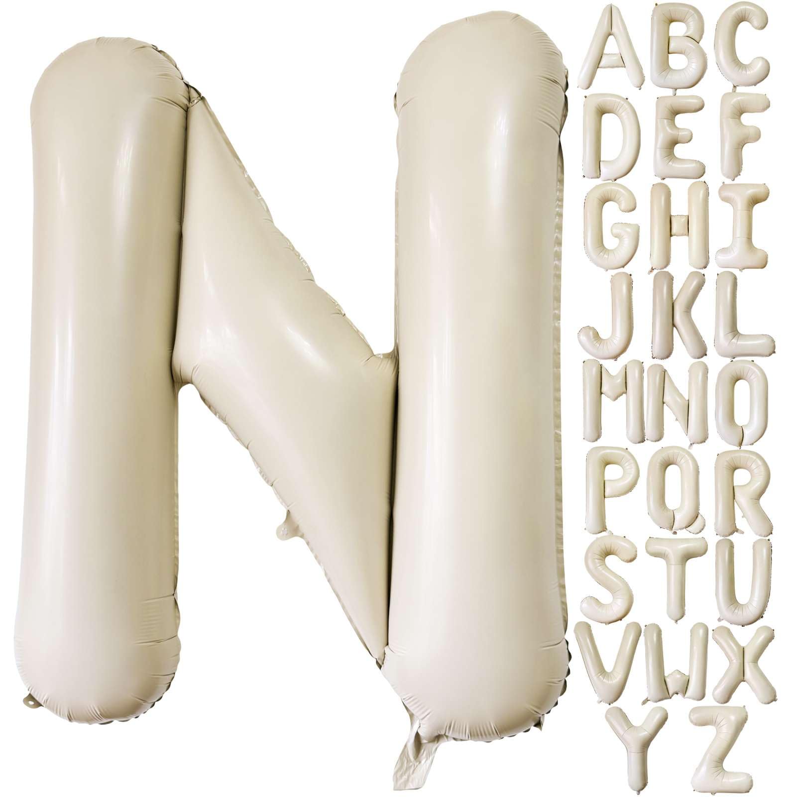 Cream White Letter N Balloons, 40 Inch Giant Letter Balloons N Foil Mylar Helium White Letter Balloons for Birthday Party Supplies Anniversary Event