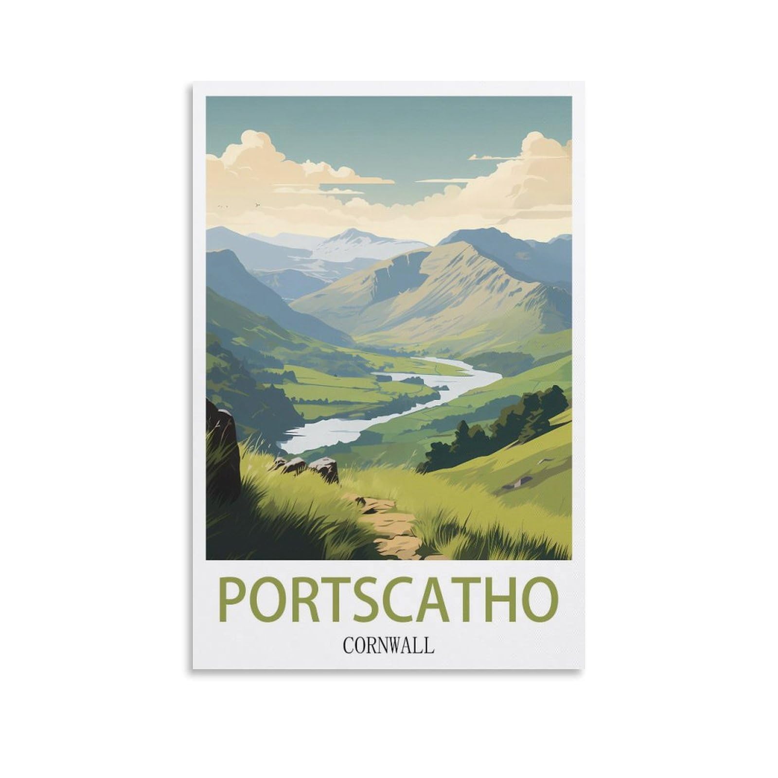 Metal Tin Sign Plaque Poster,Portscatho Cornwalls,Vintage Plaques Poster Plaque Decor Retro Posters Gallery Wall Art Print 30x30cm