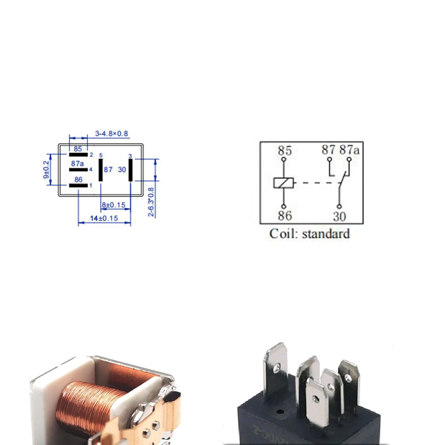 Relé de arranque automotriz multiusos de 5 pines, 12 voltios, 30 A ...