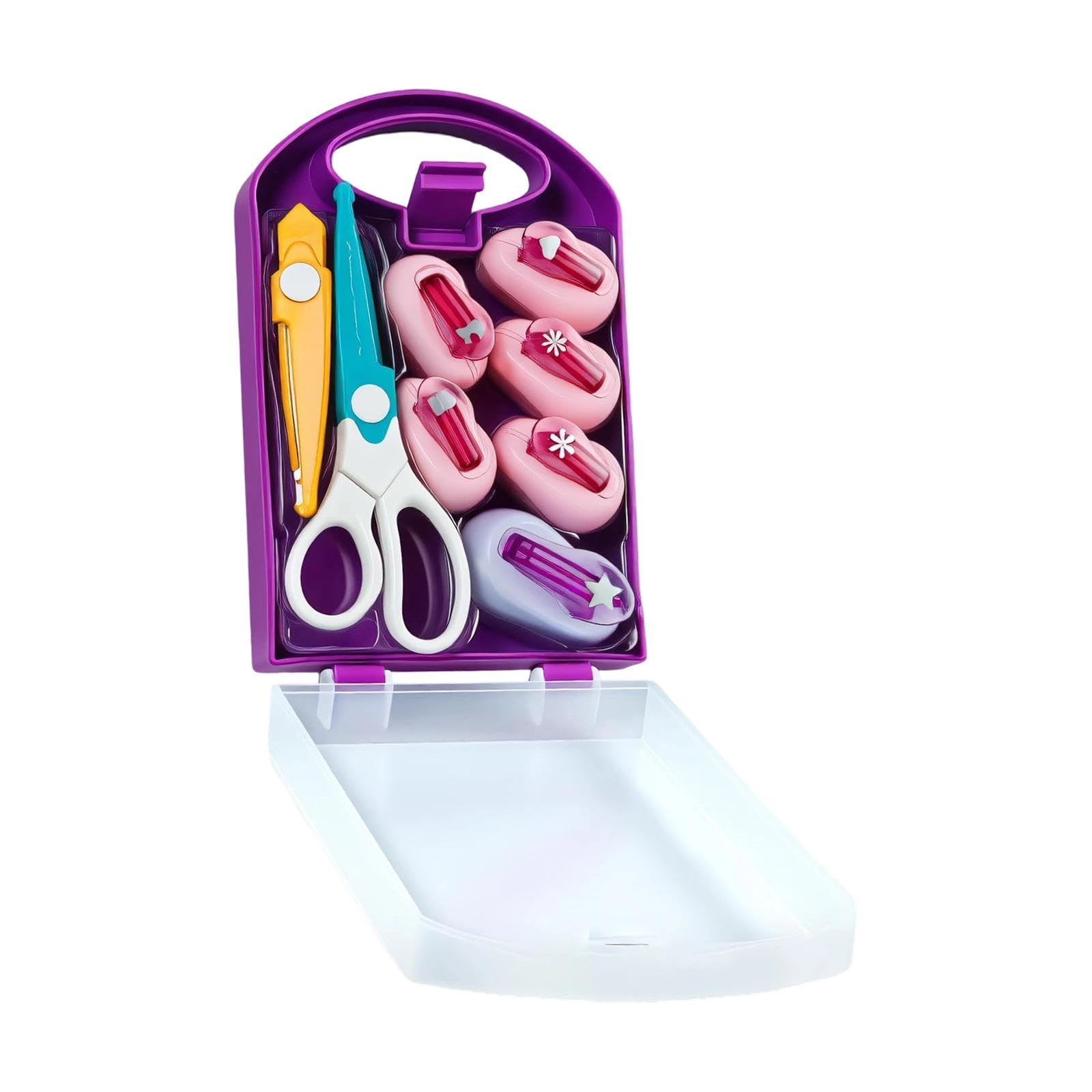 Juego de 6 Punzones para Manualidades con Tijeras, Perforadoras de Papel Reutilizables para Scrapbooking (22x14x5 cm / 8.7x5.5x2 in)