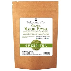 The Republic of Tea Organic Japanese Matcha Green Tea Full-Leaf Powder 16 Oz Bag Steeps 200 Cups