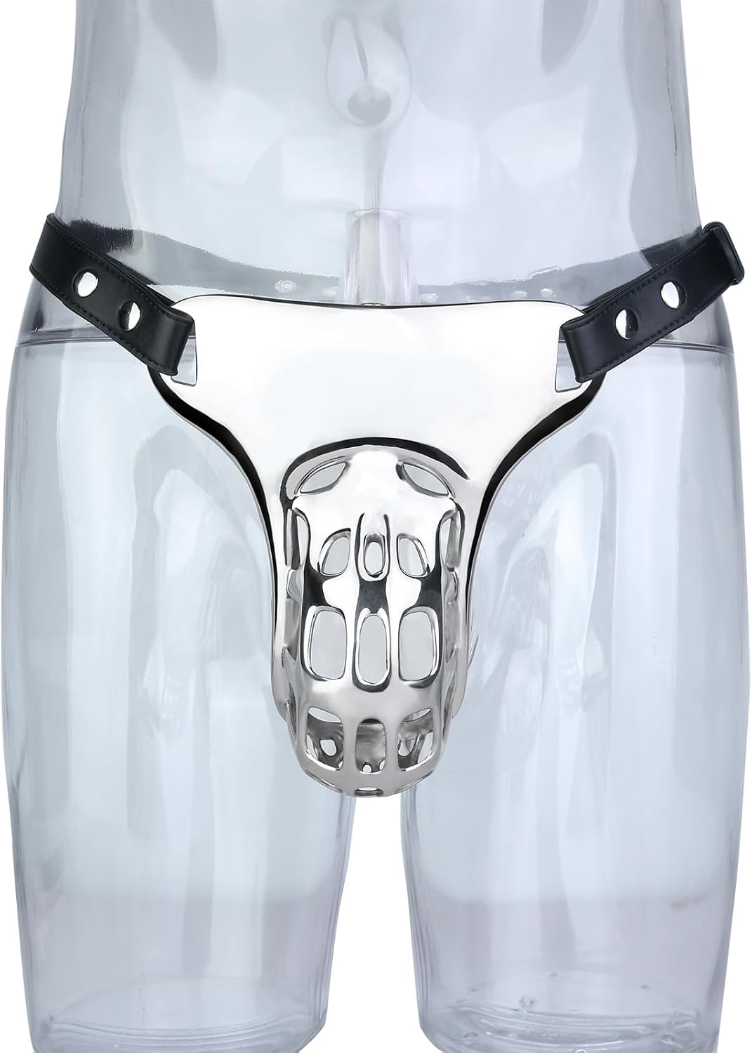 Adjustable Metal Bondage Penis Lock Cages with Belt, Wearable Men Chastity Device Cage with Hole Adult Sex Toy for Men