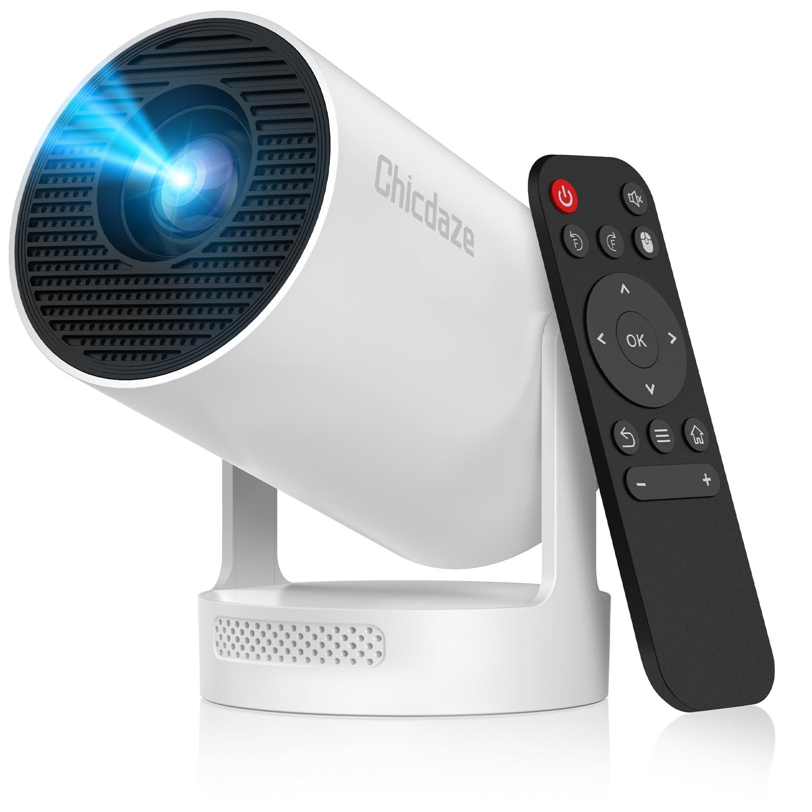 Mini Projector with WiFi and Bluetooth, Smart Portable Projector with 4K Support, 5w Sound Base Speaker, 260 ANSI, 180° Rotation, Auto Keystone Correction for Home Bedroom Outdoor, HY300 Plus