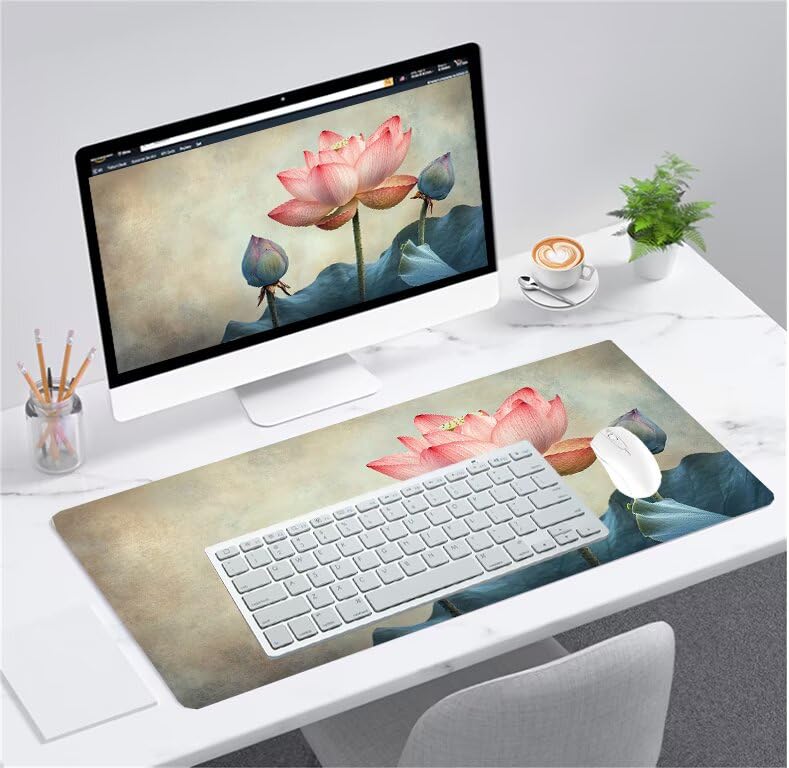 Tapis de souris gamer imperméable lavable grand format rose pour PC de bureau - 2