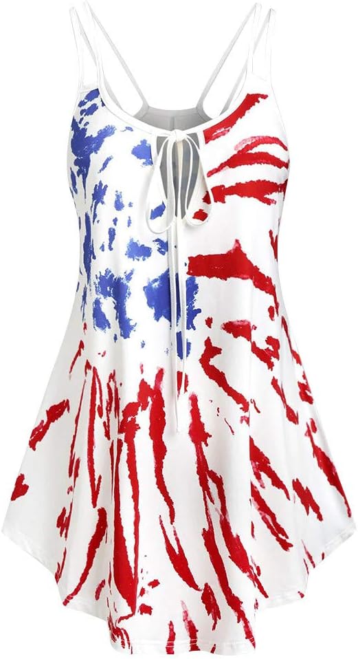 Sengei Women Summer Tops Plus Size Sleeveless TieDie