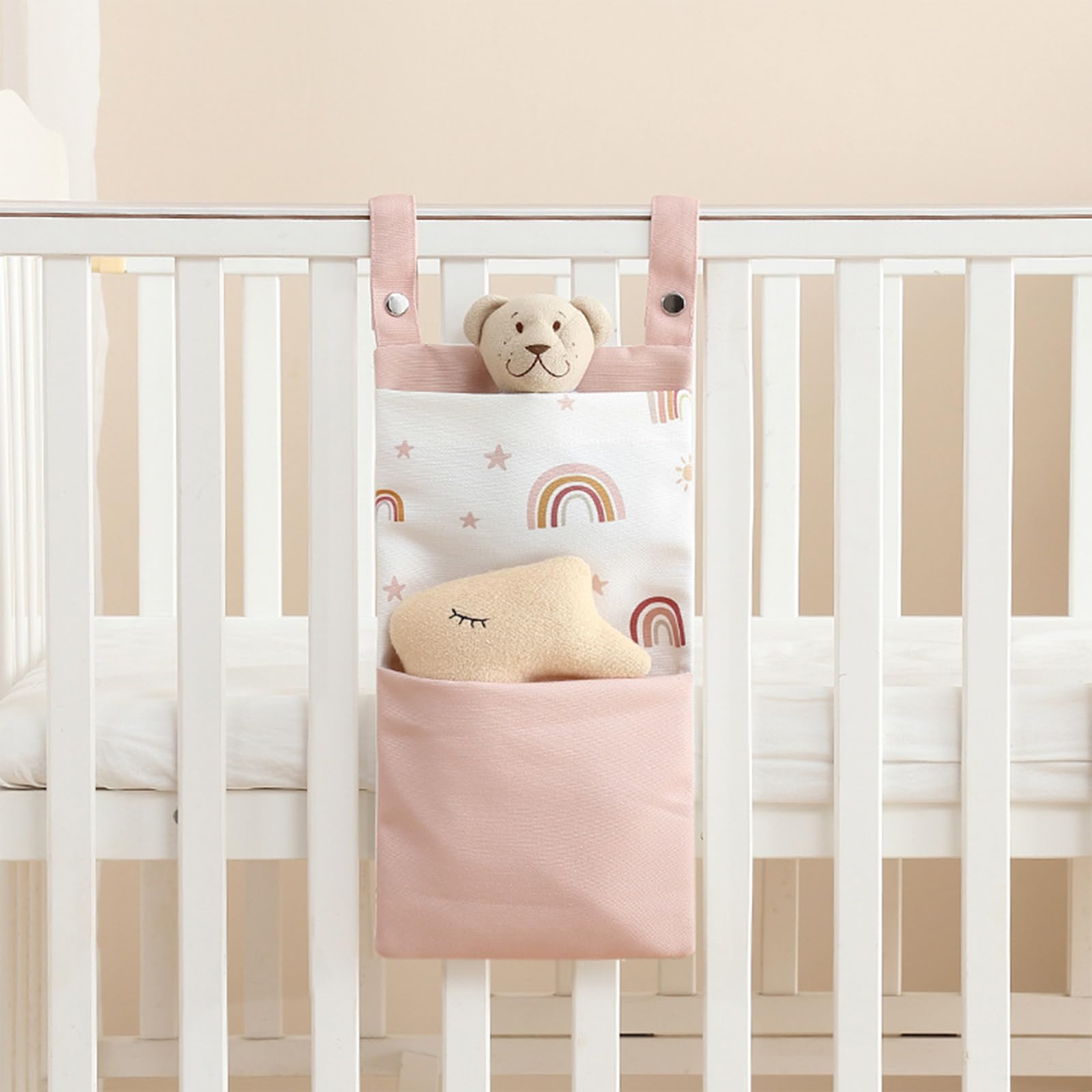 RUDFUZ Baby Crib Cabin Bedside Storage Bag Hanging Baby Organizer Crib Nappy Organiser Multi-Functional Storage Bag Holder for Crib Baby Toys