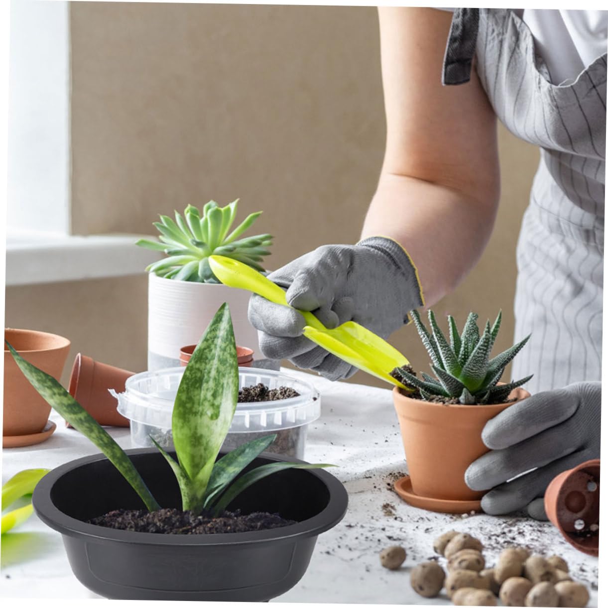 Set di 3 Vasi Ovali Grandi in Plastica con Foro di Drenaggio per Bonsai, per Giardino, Balcone e Piante da Esterno