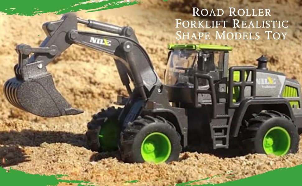 Image of Unbreakable Alloy Head Engineering Vehicle for Kids Boys Friction Powered Excavator Construction Truck Toy Set with Realistic Shape Models